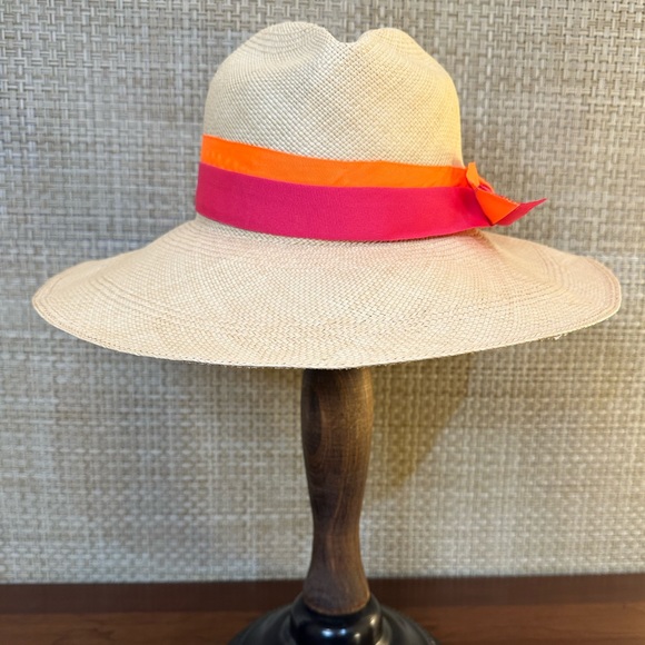 Sensi Studio Accessories - 🌟2xHP🌟Sensi Studio Wide Brim Panama Hat Ecuadorian Straw Neon Orange Fuchsia
